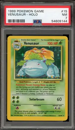 Pokemon Venusaur Base Set Unlimited Holo Rare #15 PSA 7 - Image 1