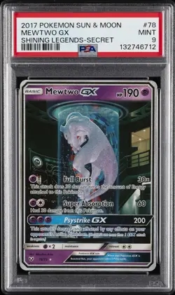 2017 POKEMON SUN & MOON SHINING LEGENDS SECRET #78 MEWTWO GX PSA 9 - Image 1