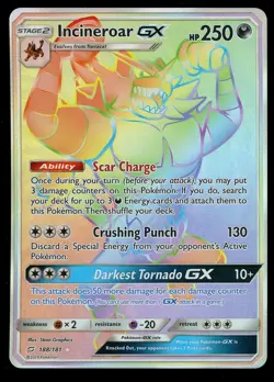 Pokemon Incineroar GX 188/181 Sun & Moon Team Up Rainbow Secret Rare Near Mint - Image 1