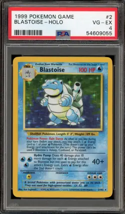 Pokemon Blastoise Base Set Unlimited Holo Rare #2 PSA 4 - Image 1