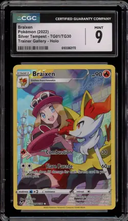 Pokemon Braixen Silver Tempest Trainer Gallery Full Art #TG01 CGC 9 Mint - Image 1