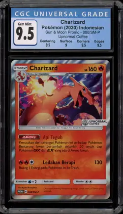 Pokemon Charizard Upnormal Coffee INDONESIAN Promo 080/SM-P CGC 9.5 - Image 1