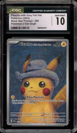 Pokemon Pikachu with Grey Felt Hat Van Gogh Full Art Promo SVP EN 085 CGC 10 - Image 1