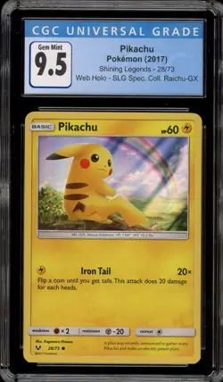 Pokemon Pikachu Shining Legends Special Coll. Web Holo #28 CGC 9.5 - Image 1