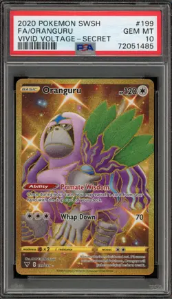 Pokemon Oranguru Vivid Voltage Secret Rare #199 PSA 10 Gem Mint - Image 1