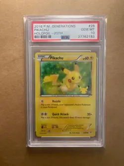 PSA 10 Pikachu 26/83 HOLO 20TH ANNIVERSARY STAMPED Generations Pokemon LOW POP - Image 1