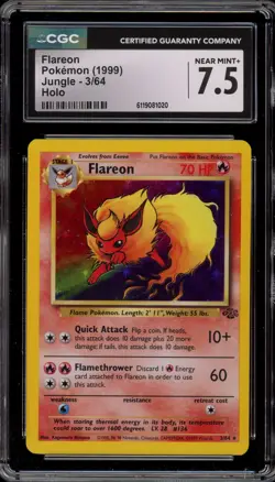 Pokemon Flareon Jungle Unlimited Holo Rare #3 CGC 7.5 - Image 1