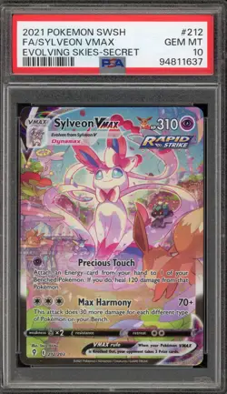 Pokemon Sylveon VMAX Evolving Skies Secret Rare Full Alt Art #212 PSA 10 - Image 1