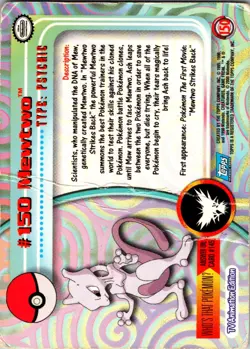 2000 Topps Pokemon Series 3 Silver Foil #150 Mewtwo TV Animation CREASED - Image 2