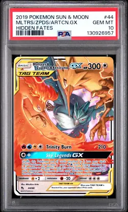 Pokemon Moltres & Zapdos & Articuno GX 44/68 SM Hidden Fates PSA 10 GEM MINT - Image 1