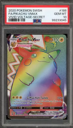 Pokemon Pikachu VMAX Vivid Voltage Secret Rare #188 PSA 10 Gem Mint - Image 1