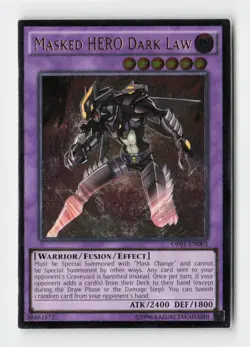 Masked HERO Dark Law (UTR) OP01-EN003 Yugioh Card - Image 1
