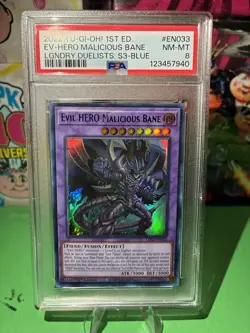2022 YU-GI-OH! LEGEND DUELISTS: SEASON 3 #EN033 EVIL HERO MALICIOUS BANE PSA 8 - Image 2