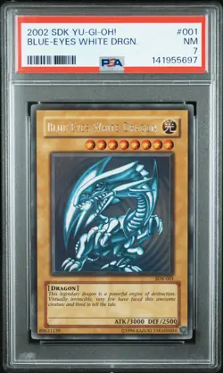 2002 YU-GI-OH! STARTER DECK: KAIBA #001 BLUE-EYES WHITE DRAGON PSA 7 - Image 1