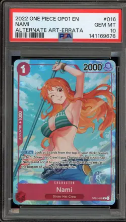 One Piece CCG Nami Errata Alternate Art OP01-016 PSA 10 Gem Mint - Image 1