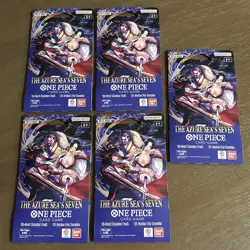 One Piece OP14 The Azure Sea’s Seven Sleeved Booster Pack Lot Of 5 - In Hand - Image 1