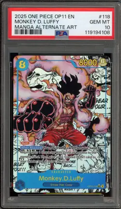 One Piece CCG Monkey.D.Luffy Manga Alternate Art OP11-118 PSA 10 Gem Mint - Image 1