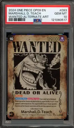 One Piece CCG Marshall.D.Teach Wanted Alternate Art OP09-093 PSA 10 Gem Mint - Image 1