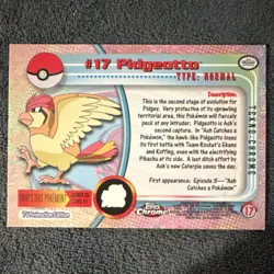 Pidgeotto #17 Topps 2000 Chrome holo foil Pokemon Card - Image 3