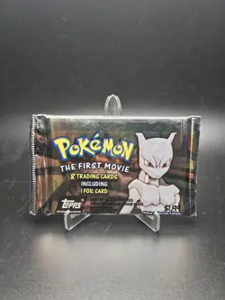 Topps Pokemon THE FIRST MOVIE Booster Pack 9 Cards Foil Black Logo New & Sealed - Image 1
