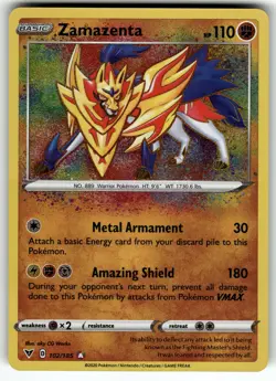 Zamazenta 102/185 SWSH04: Vivid Voltage NM Pokemon Card TCG - Image 1