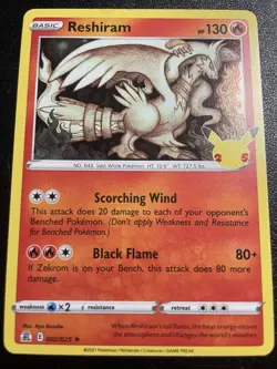 Reshiram 002/025 Celebrations Holo Rare NM Pokemon Card 2021 - Image 1