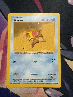 Pokemon TCG Staryu Base Set, Shadowless Common Card 65/102 - Image 1