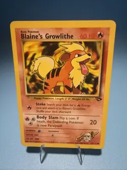 Pokemon Card Gym Challenge 62/132 BLAINE'S GROWLITHE Pokemon TCG Common Vtg MP - Image 1