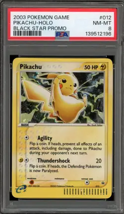 Pokemon Pikachu Black Star Holo Promo #012 PSA 8 - Image 1