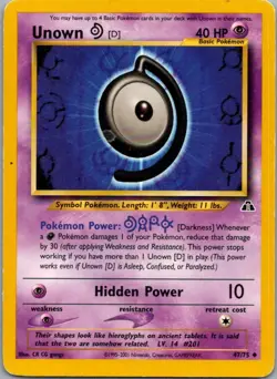 Unown [D] 47/75 Uncommon Neo Discovery Pokemon Moderately Played - Image 1