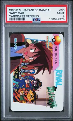 PSA 9 2025 CERT POP 7 GARY OAK 1998 POKEMON JPN BANDAI CARDDASS VENDING #96 - Image 1