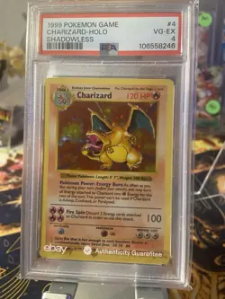1999 POKEMON BASE SET SHADOWLESS #4 CHARIZARD-HOLO PSA 4 - Image 1