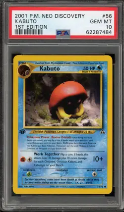 Pokemon Kabuto Neo Discovery 1st Edition #56 DAMAGED SLAB PSA 10 Gem Mint - Image 1