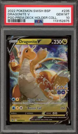 Pokemon Dragonite V Pokemon Go Premium Deck Holder Coll. Promo SWSH235 PSA 10 - Image 1