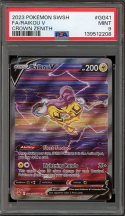 Pokemon Raikou V Crown Zenith Galarian Gallery Full Art #GG41 PSA 9 Mint - Image 1