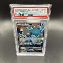 Glaceon GX Full Art PSA 10 Gem Mint Pokemon Sun & Moon Hidden Fates SV55/SV94 - Image 1