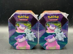 2 Pokemon TCG Galarian Slowbro V Forces Tin Factory Sealed Brand New - Image 1