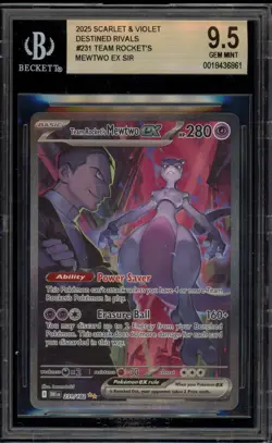 Pokemon Team Rocket's Mewtwo ex Destined Rivals SIR #231 BGS 9.5 Gem Mint - Image 1