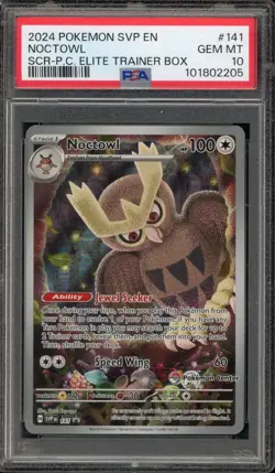 Pokemon Center Stamp Promo Noctowl Stellar Crown ETB SVP EN 141 PSA 10 Gem Mint - Image 1