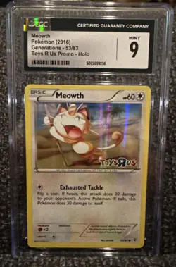 Pokemon TCG CGC 9 Meowth 53/83 2016 Toys R Us Promo Holo - Image 1