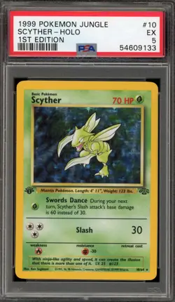 Pokemon Scyther Jungle 1st Edition Holo Rare #10 PSA 5 - Image 1