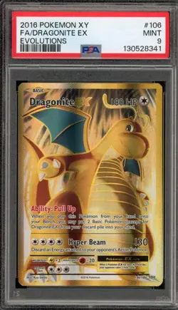 Pokemon Dragonite EX XY Evolutions Full Art #106 PSA 9 Mint - Image 1