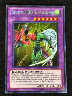 Yugioh Elemental HERO Flame Wingman LCGX-EN045 Secret (NM) - Image 1