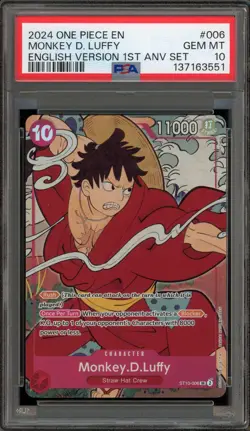 One Piece CCG Monkey.D.Luffy 1st ANV Set English ST10-006 PSA 10 Gem Mint - Image 1