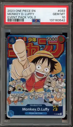 One Piece CCG Monkey.D.Luffy Event Pk. Vol. 2 P-033 PSA 10 Gem Mint - Image 1