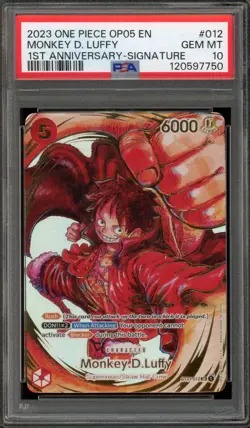 One Piece CCG Monkey.D.Luffy 1st Anniversary Signature ST01-012 PSA 10 Gem Mint - Image 1