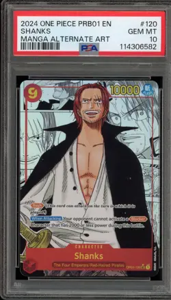 One Piece CCG Shanks PRB01 Manga Alternate Art OP01-120 PSA 10 Gem Mint - Image 1
