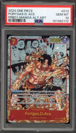 One Piece CCG Portgas.D.Ace PRB01 Manga Alternate Art OP02-013 PSA 10 Gem Mint - Image 1