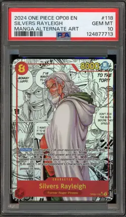 One Piece CCG Silvers Rayleigh Manga Alternate Art OP08-118 PSA 10 Gem Mint - Image 1