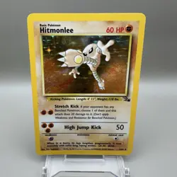 Hitmonlee Pokemon TCG Fossil Holo Card 7/62 Unlimited Rare Vintage 1999 WotC LP - Image 1